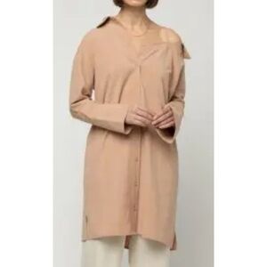 OAK + FORT Long Sleeve Shirt Dress Rose
